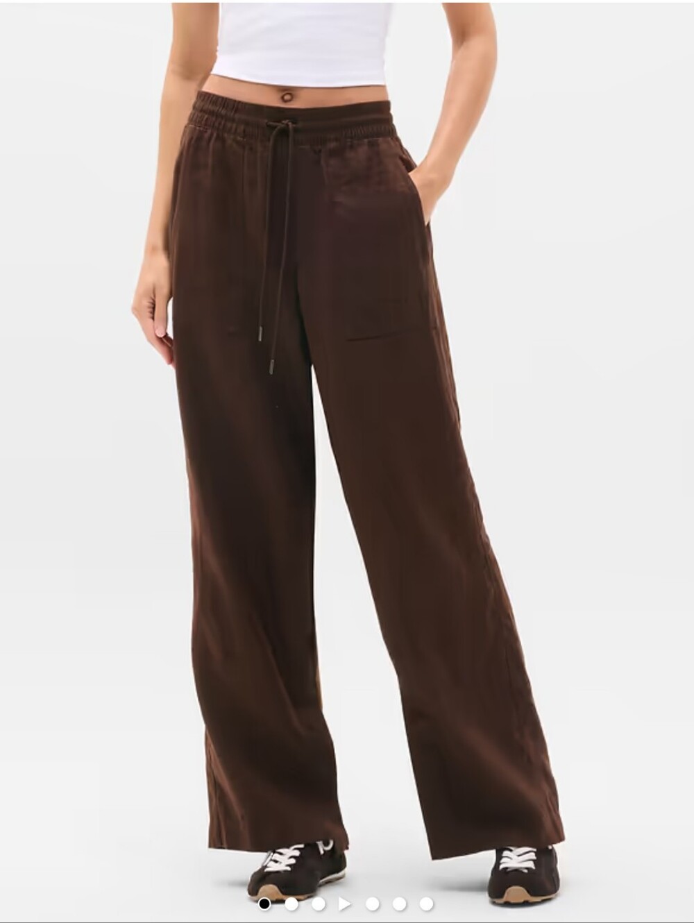 Athleta Retreat Linen High-Rise Wide Leg Pant Woodland Brown Size Small